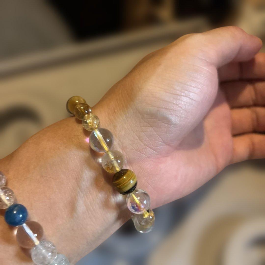 タイガーアイやルチルとアクアオーラ水晶をブレンド！金運と浄化！