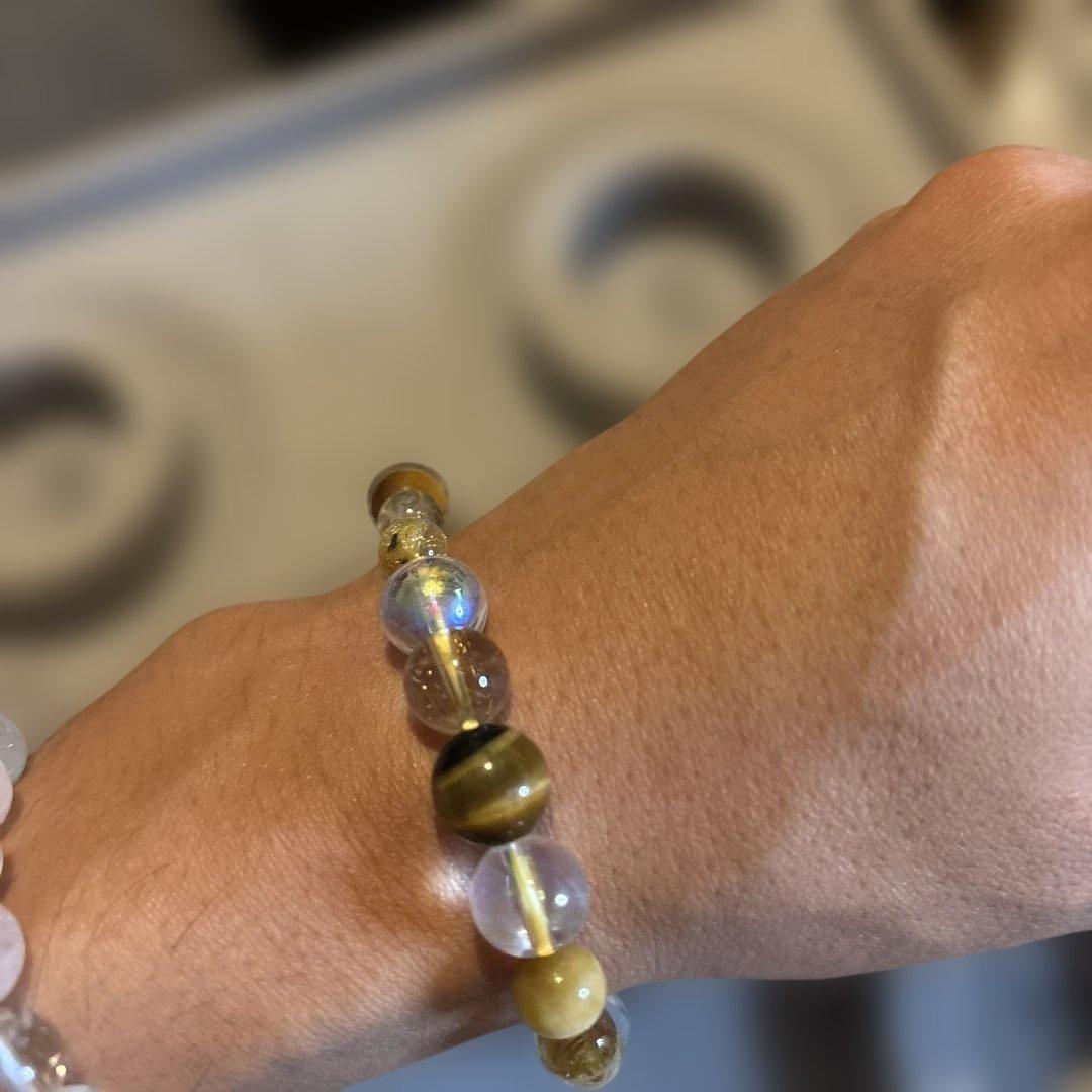 タイガーアイやルチルとアクアオーラ水晶をブレンド！金運と浄化！