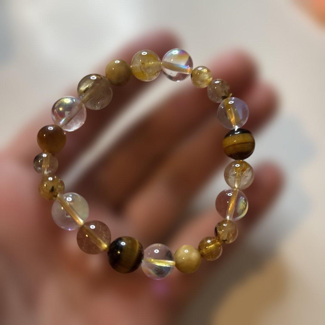 タイガーアイやルチルとアクアオーラ水晶をブレンド！金運と浄化！