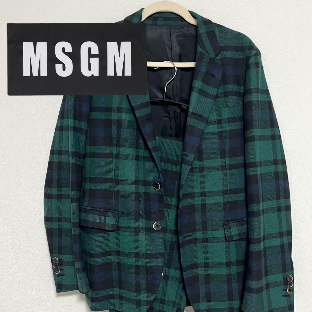 MSGM メンズスーツ　セットアップ　ブラックウォッチ／チェック柄
