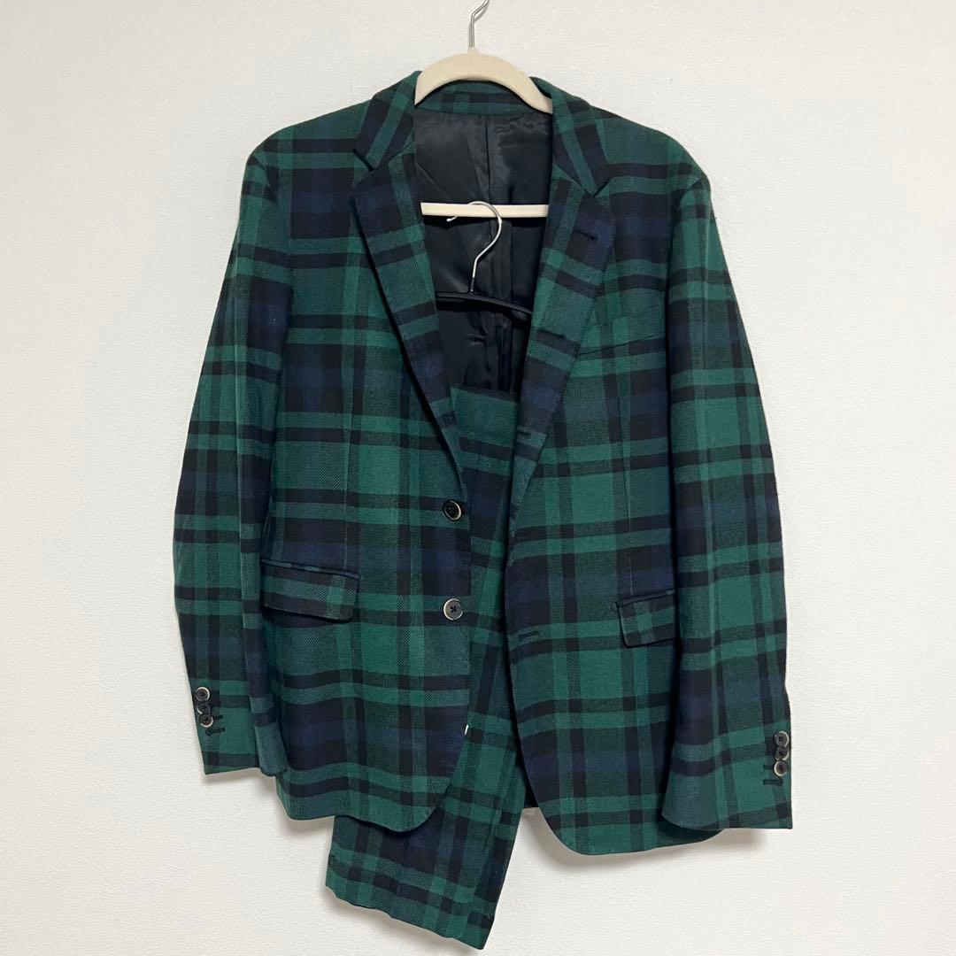 MSGM メンズスーツ　セットアップ　ブラックウォッチ／チェック柄