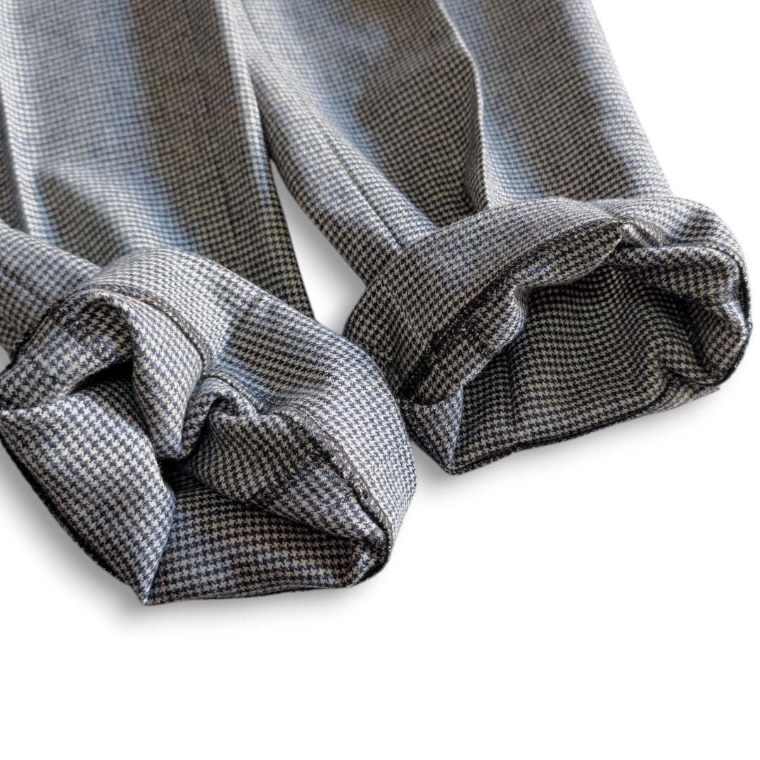 美品 PT01 千鳥格子 ストレッチ 秋冬ウール スラックス 48 ネイビー