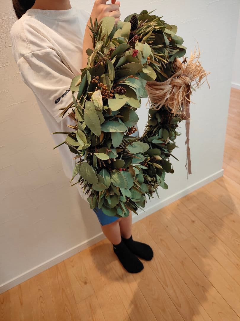 特大リース 50cm オリーブ ポポラス ドライフラワー 木の実 リース