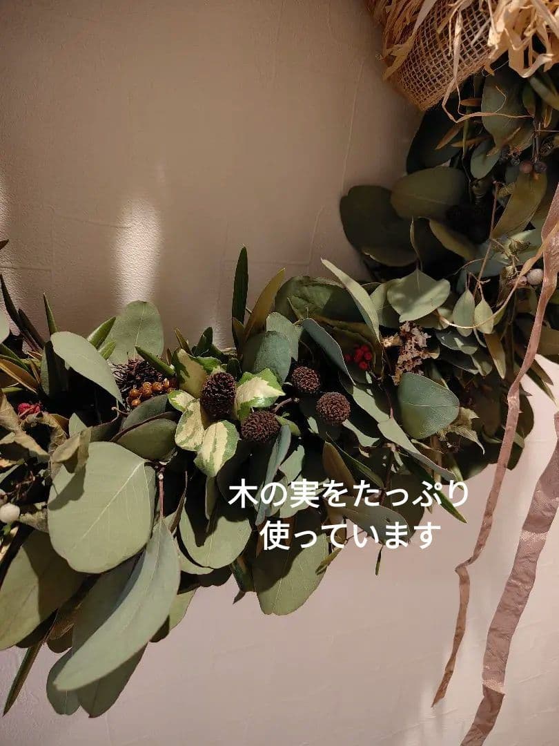 特大リース 50cm オリーブ ポポラス ドライフラワー 木の実 リース