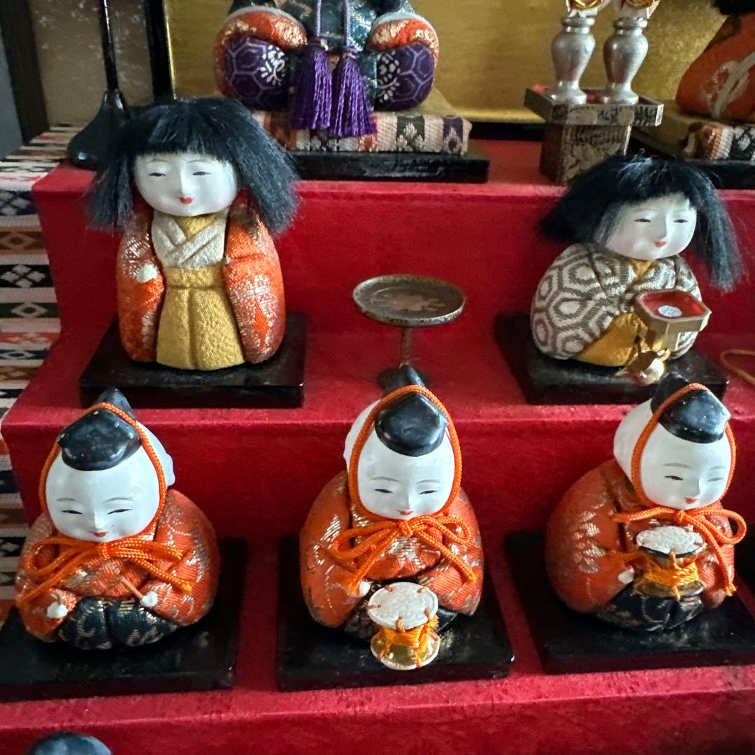最終お値下げ❣️希少品ヴィンテージ　ミニお雛様5段飾り　木目込み人形