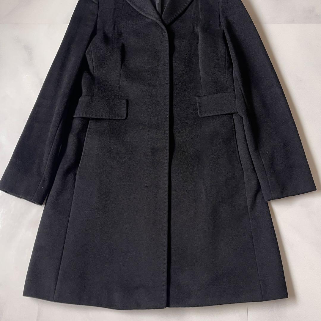 マックスマーラ チェスターコート ヴァージンウール ブラック 42 ツヤ感最高✨