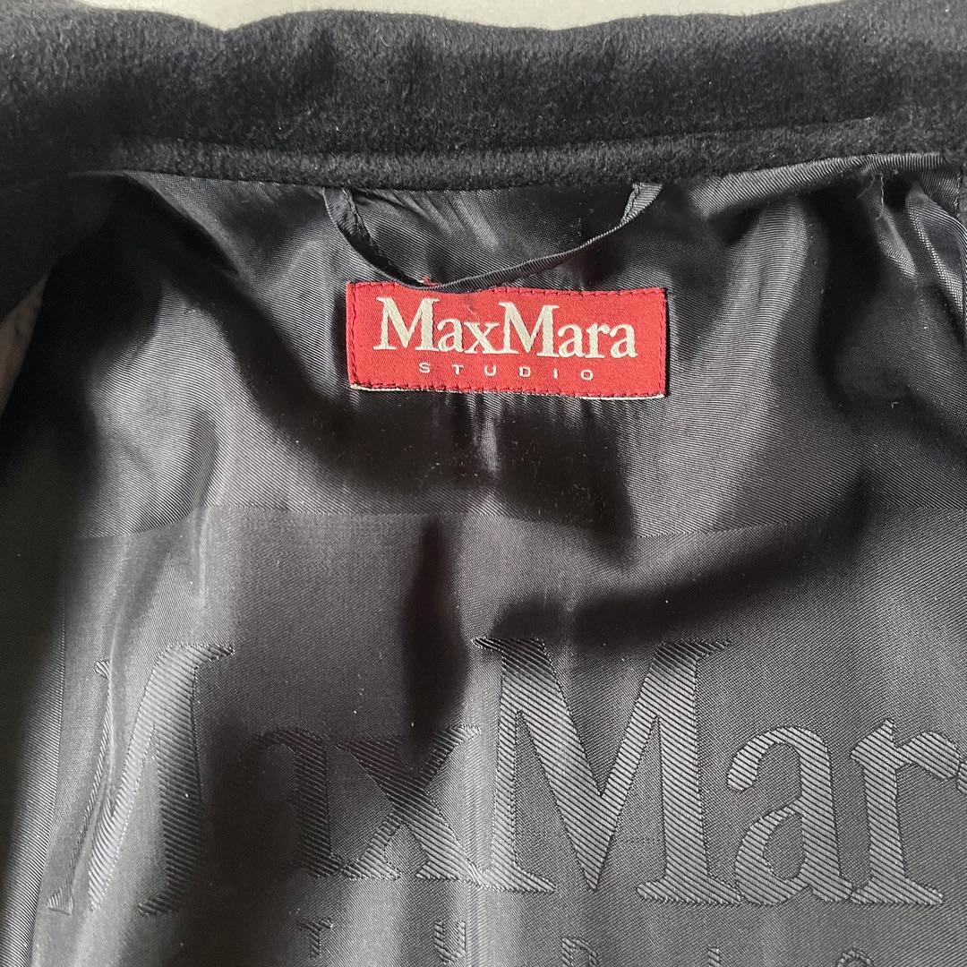 マックスマーラ チェスターコート ヴァージンウール ブラック 42 ツヤ感最高✨