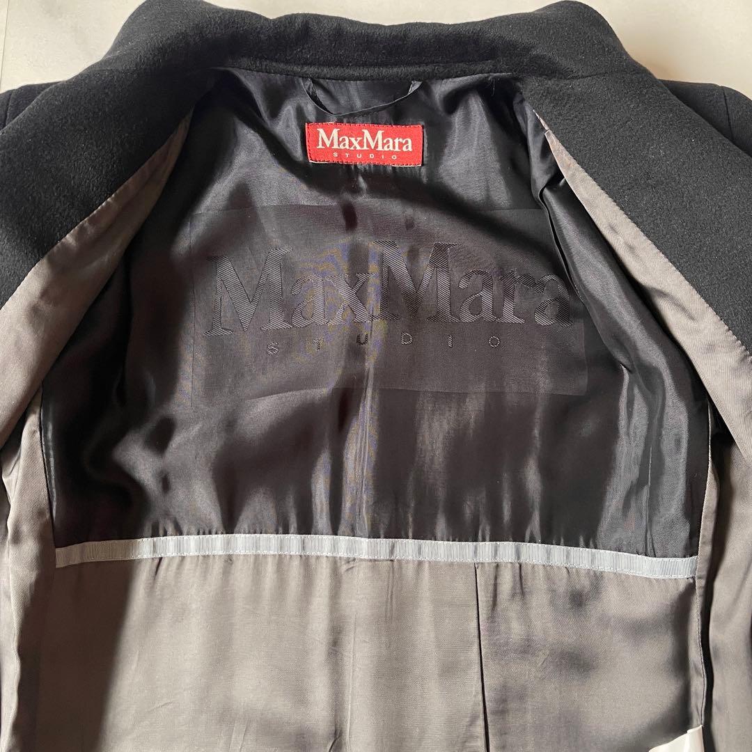 マックスマーラ チェスターコート ヴァージンウール ブラック 42 ツヤ感最高✨