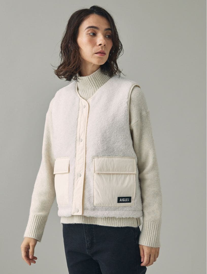 新品同様 ★ AIGLE エーグル　撥水 インサレーション ベスト RP ボア