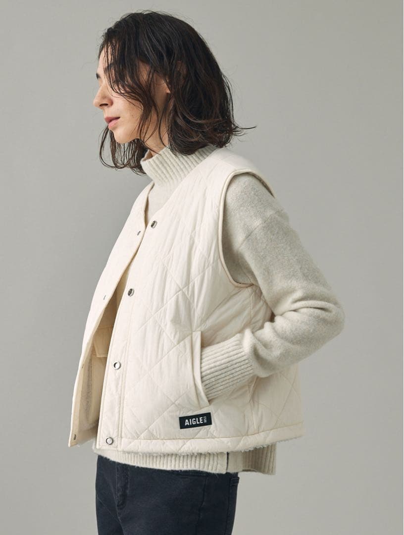 新品同様 ★ AIGLE エーグル　撥水 インサレーション ベスト RP ボア