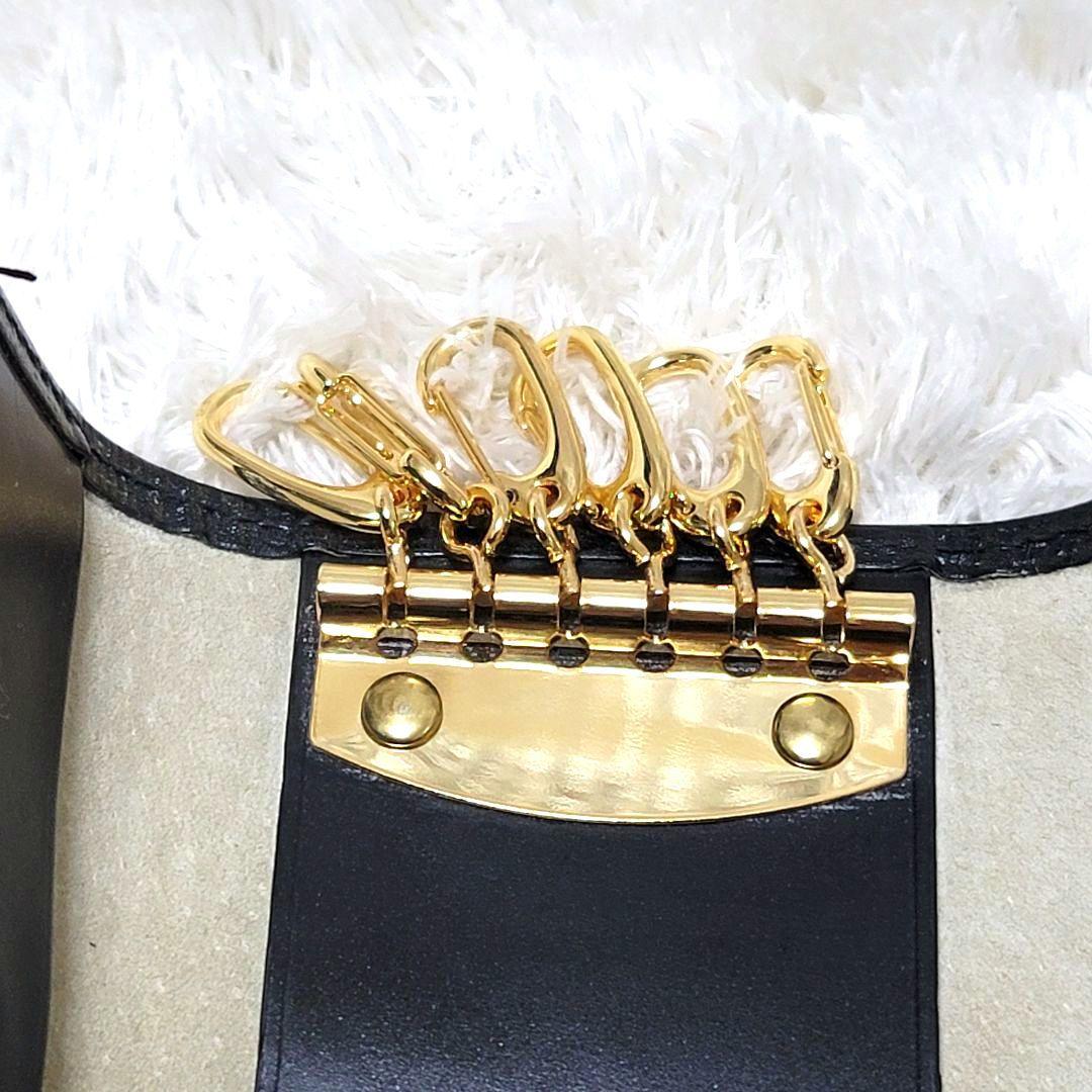 極美品 ホワイトハウスコックス 6連 キーケース リング ブラック ゴールド金具