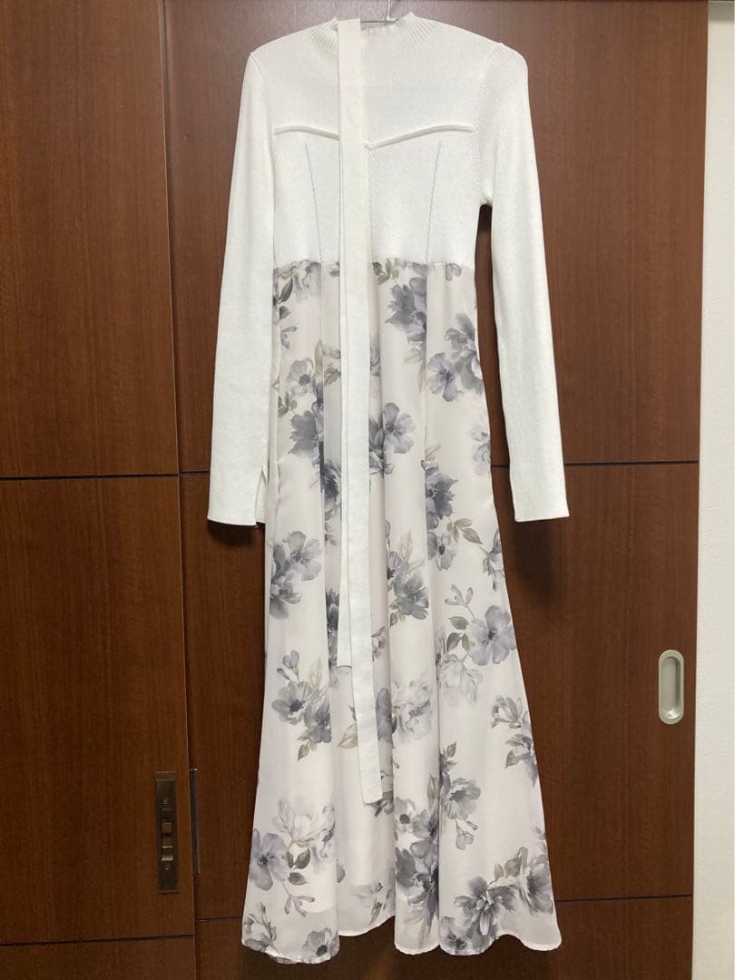 MERCURY DUO フラワードッキングロングスリーブワンピース