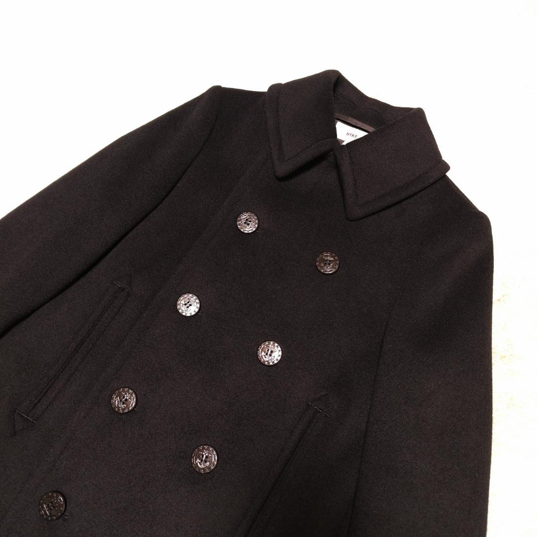 HYKE 8B ピーコート ブラック 日本製 ウールコート
