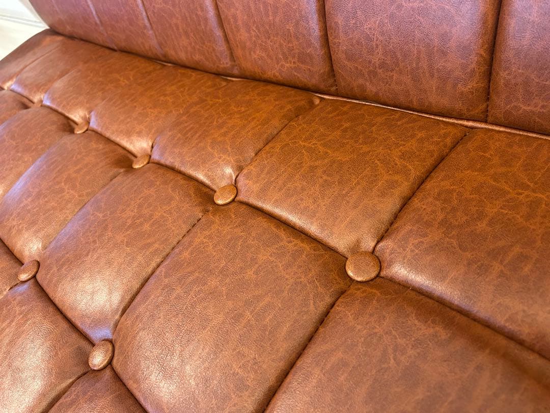 h2ddes 【送料込み】2人掛け ソファー 合皮 レザー調 ブラウン