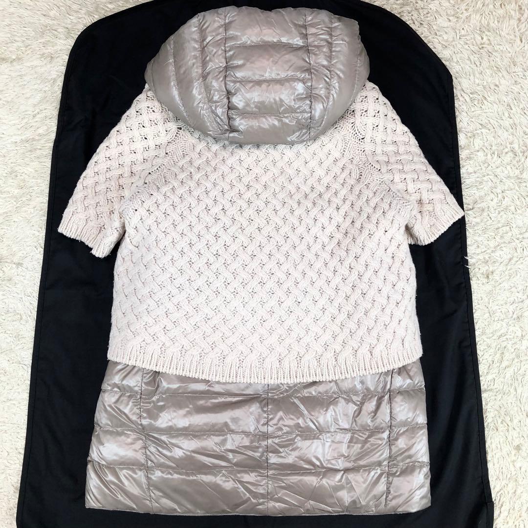 希少デザイン ヘルノ 2way ダウンベスト ニット 取外し可 グレージュ 42