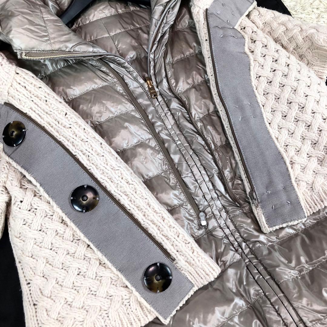 希少デザイン ヘルノ 2way ダウンベスト ニット 取外し可 グレージュ 42