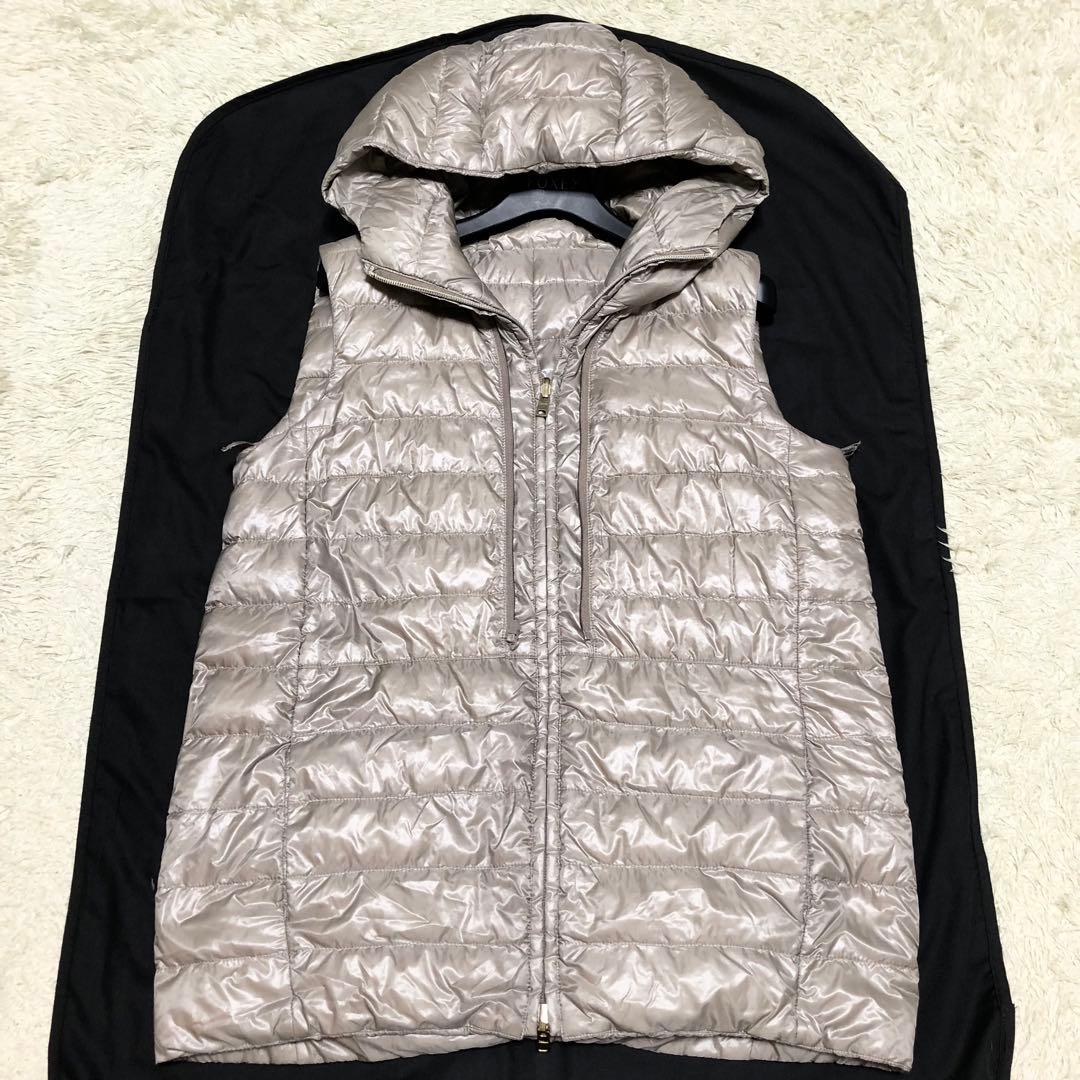 希少デザイン ヘルノ 2way ダウンベスト ニット 取外し可 グレージュ 42