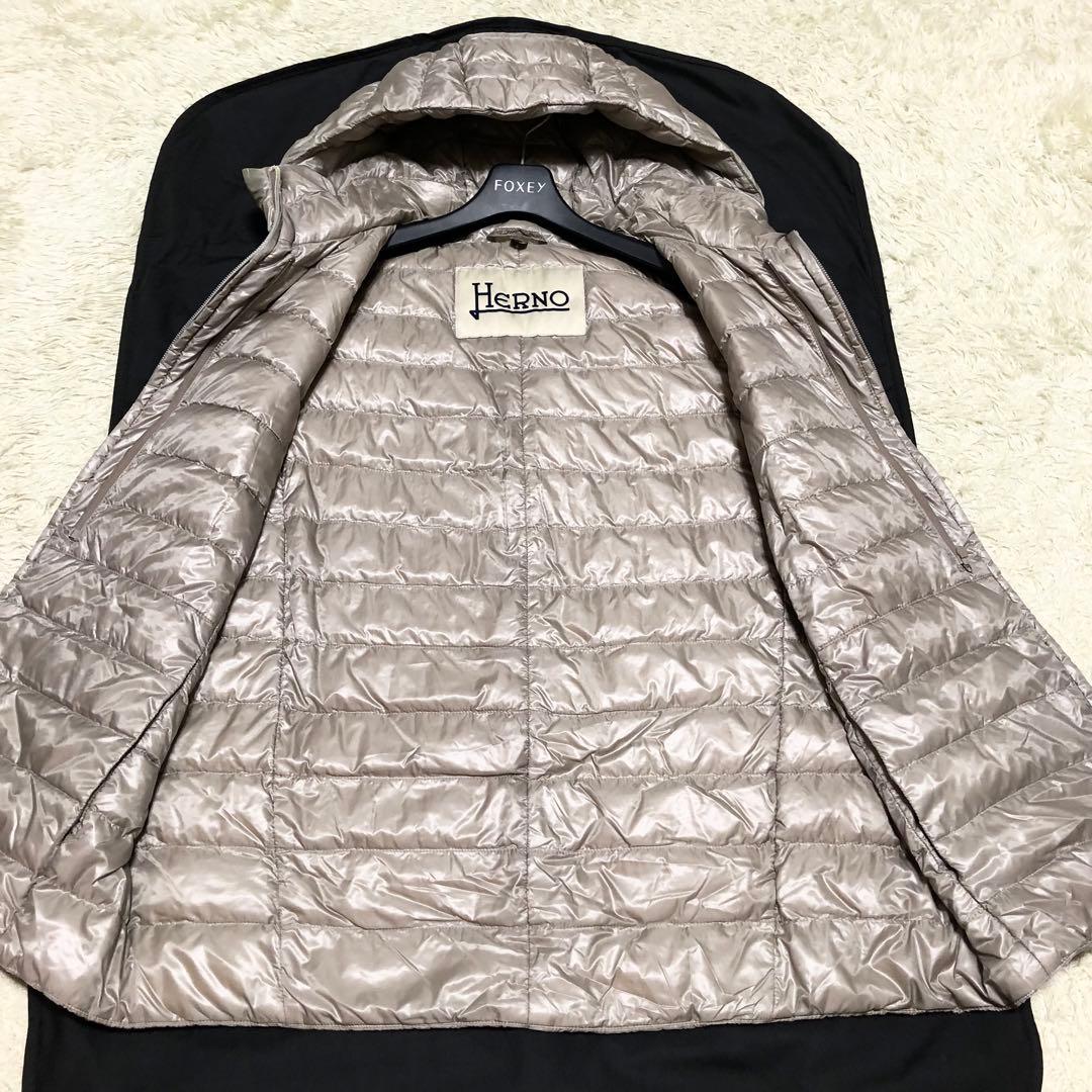 希少デザイン ヘルノ 2way ダウンベスト ニット 取外し可 グレージュ 42