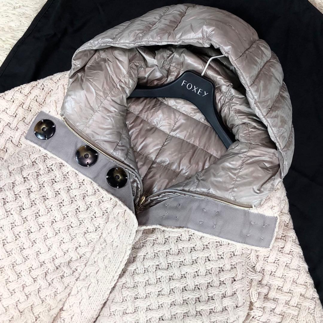 希少デザイン ヘルノ 2way ダウンベスト ニット 取外し可 グレージュ 42