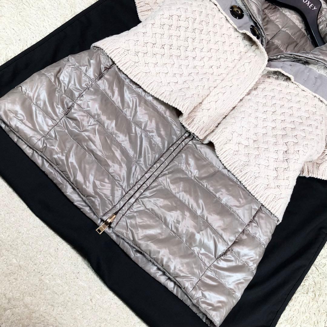 希少デザイン ヘルノ 2way ダウンベスト ニット 取外し可 グレージュ 42