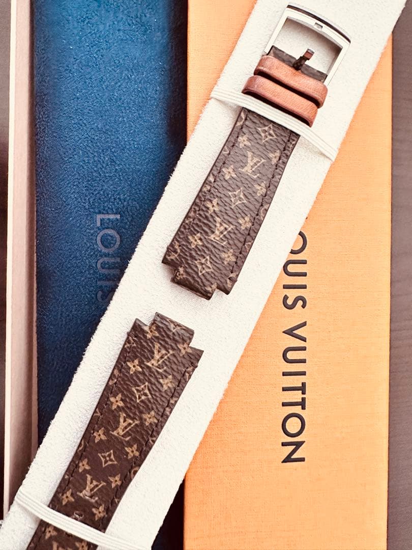 [美品]ルイヴィトン タンブール モノグラム ブラウン レザーベルト (L)