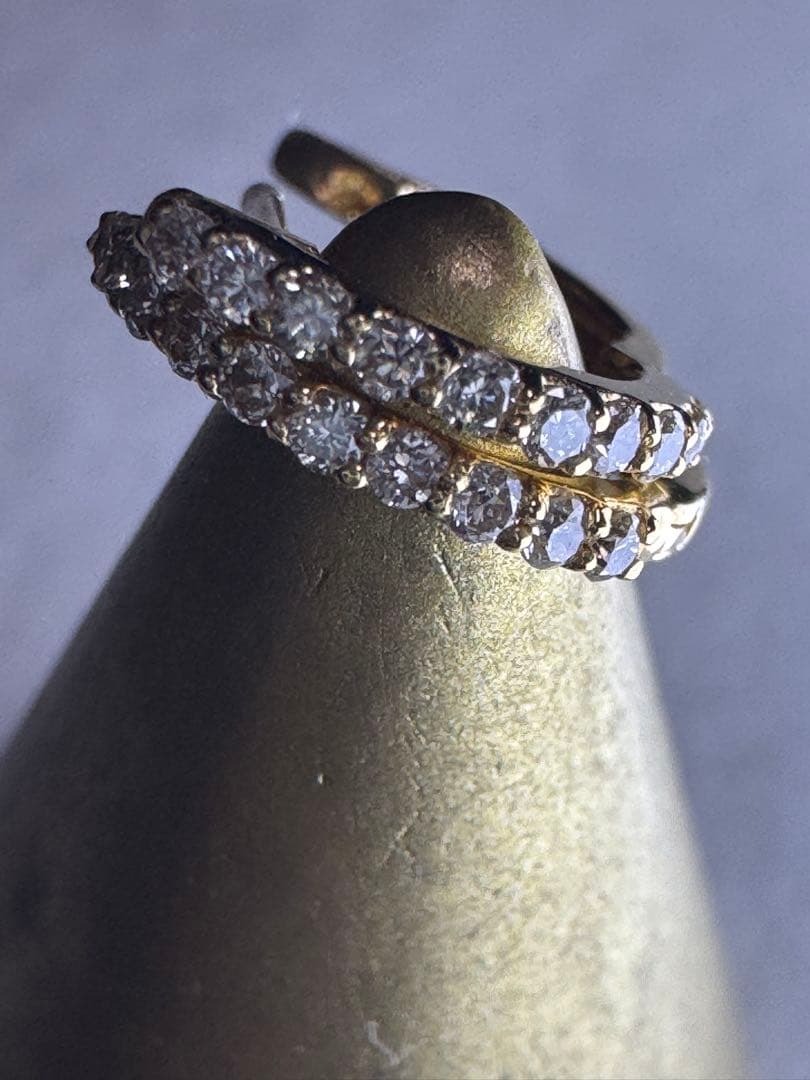 K18 ダイヤ0.2ct ゴールド フープピアス