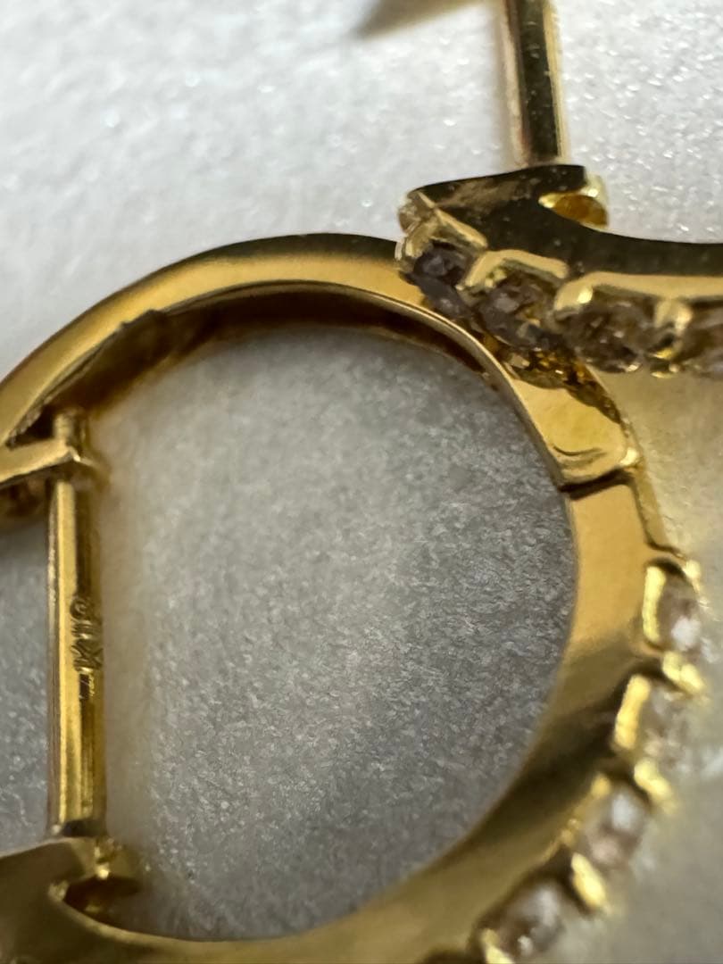 K18 ダイヤ0.2ct ゴールド フープピアス