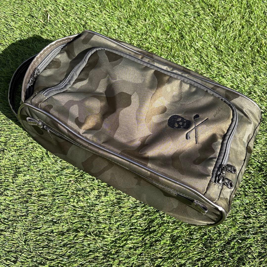 マークアンドロナ　迷彩柄 スカルロゴ ゴルフバッグ