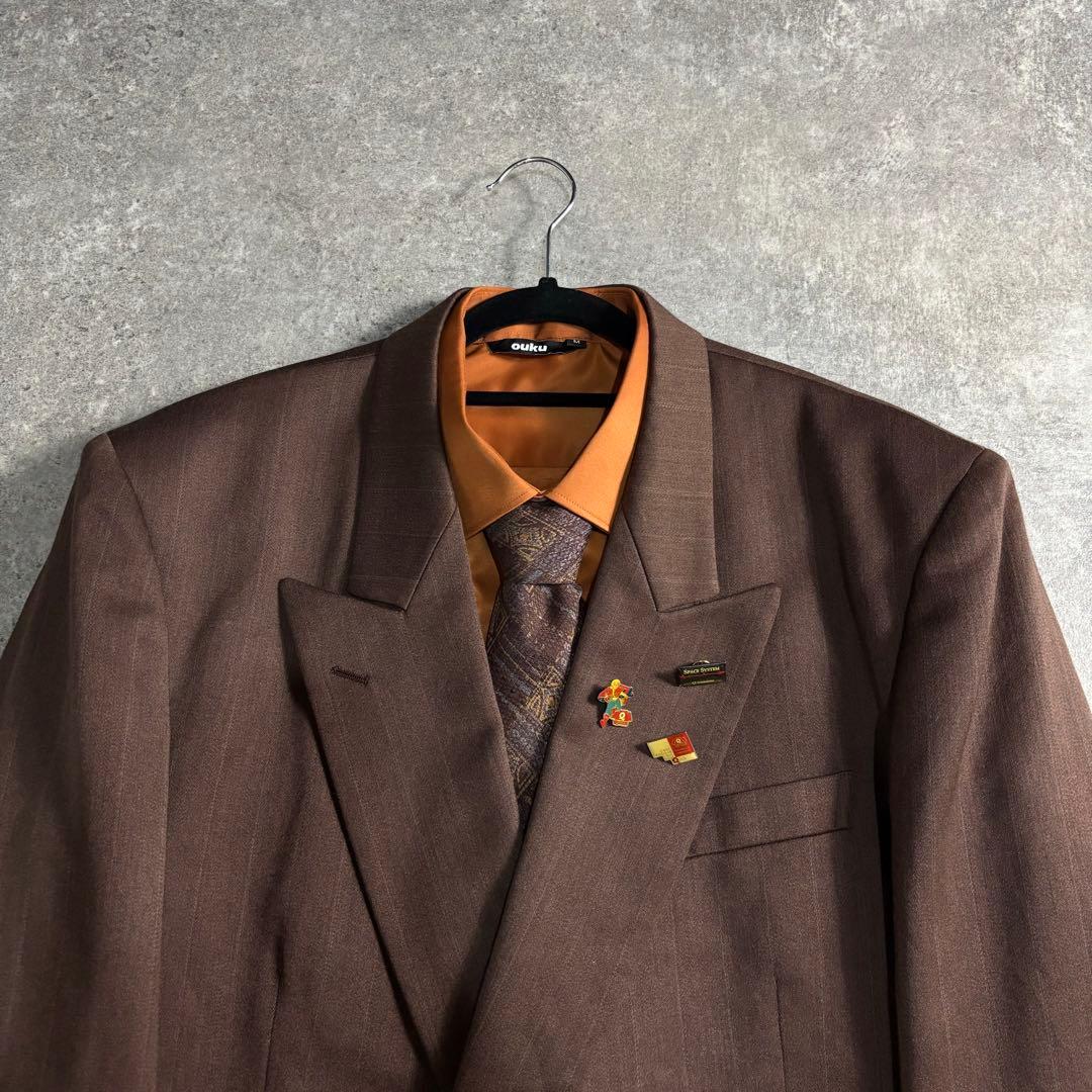 【vintage】セットアップ ダブルスーツ クラシックブラウン 極上ウール