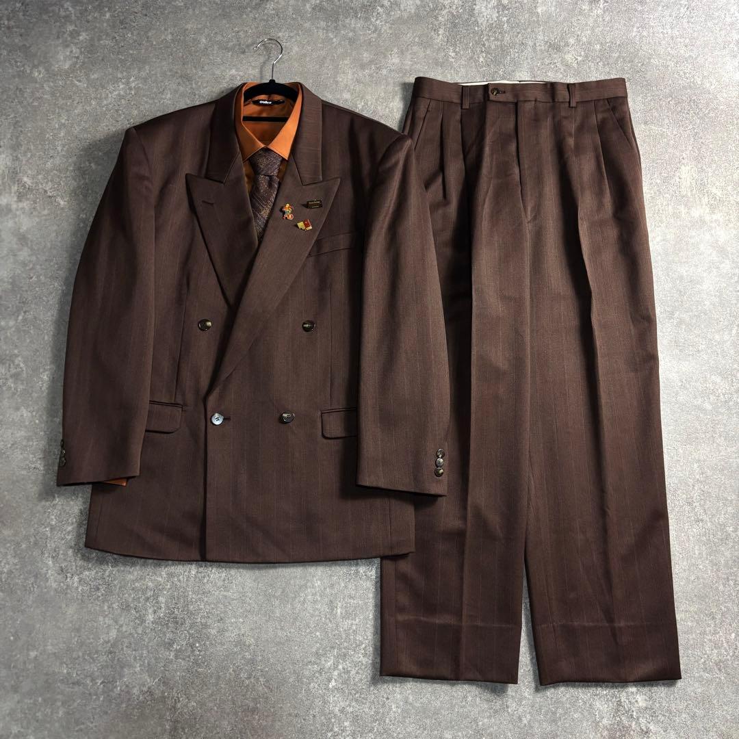 【vintage】セットアップ ダブルスーツ クラシックブラウン 極上ウール
