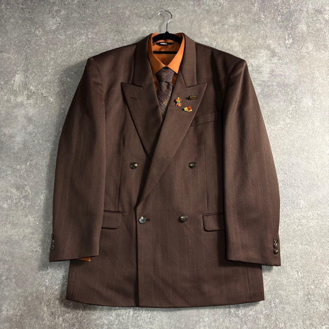 【vintage】セットアップ ダブルスーツ クラシックブラウン 極上ウール