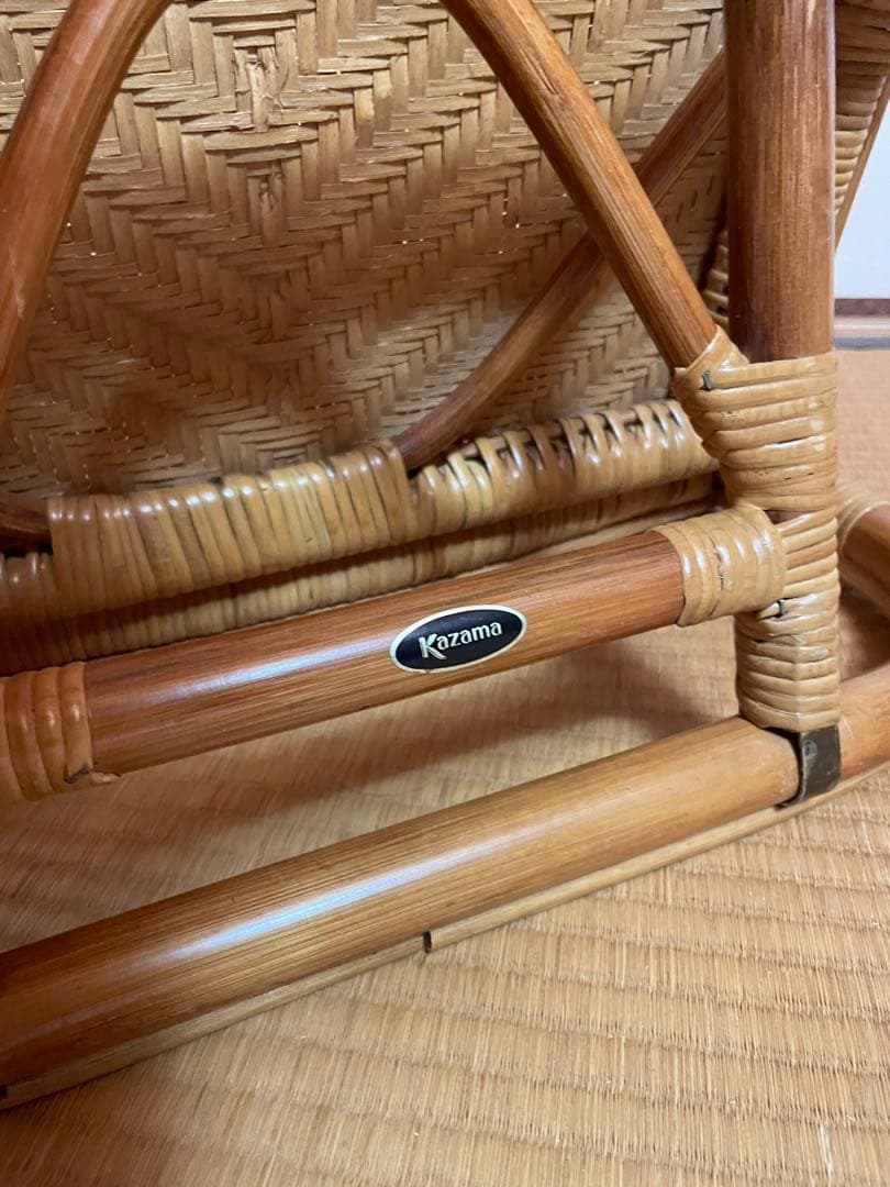 折りたたみ座椅子ラタン在庫2有りハイバックチェア　高60㎝、座面奥行49、横48