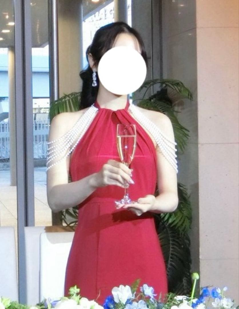 【美品】マーメイドドレス　レッド　ウェディングドレス　パーティードレス