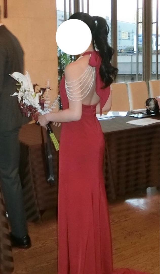 【美品】マーメイドドレス　レッド　ウェディングドレス　パーティードレス