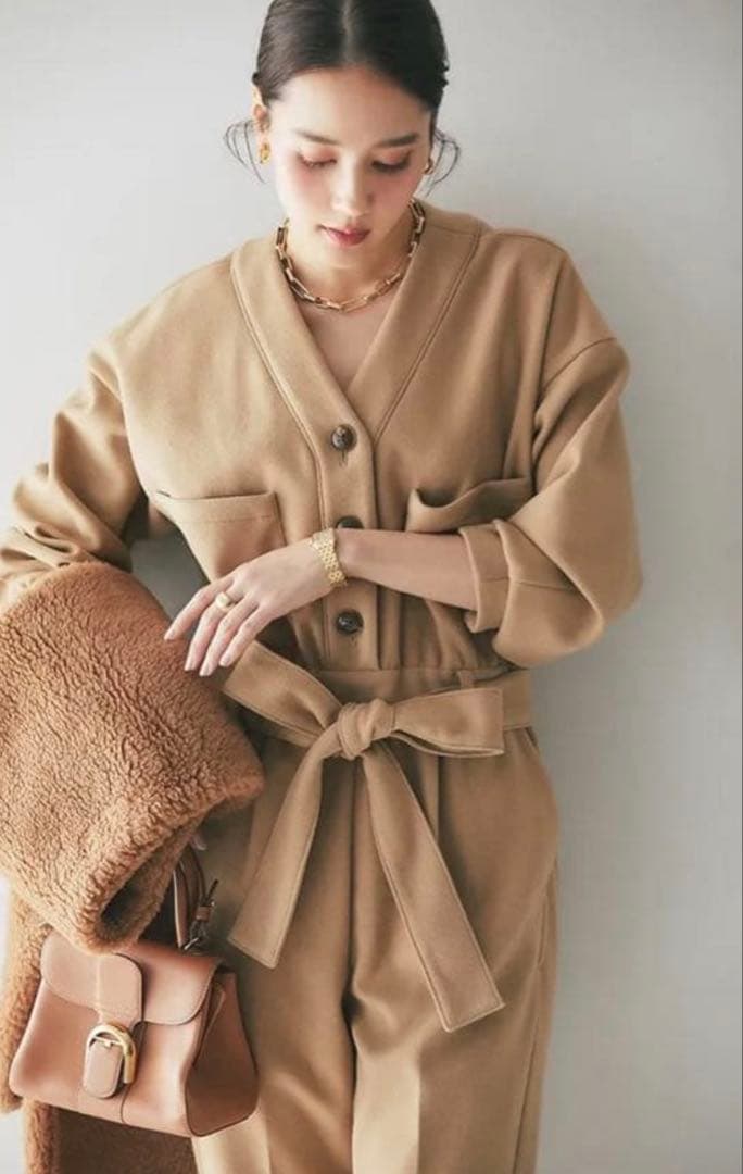 seventenウールライクオールインワン(キャメル) オールインワン