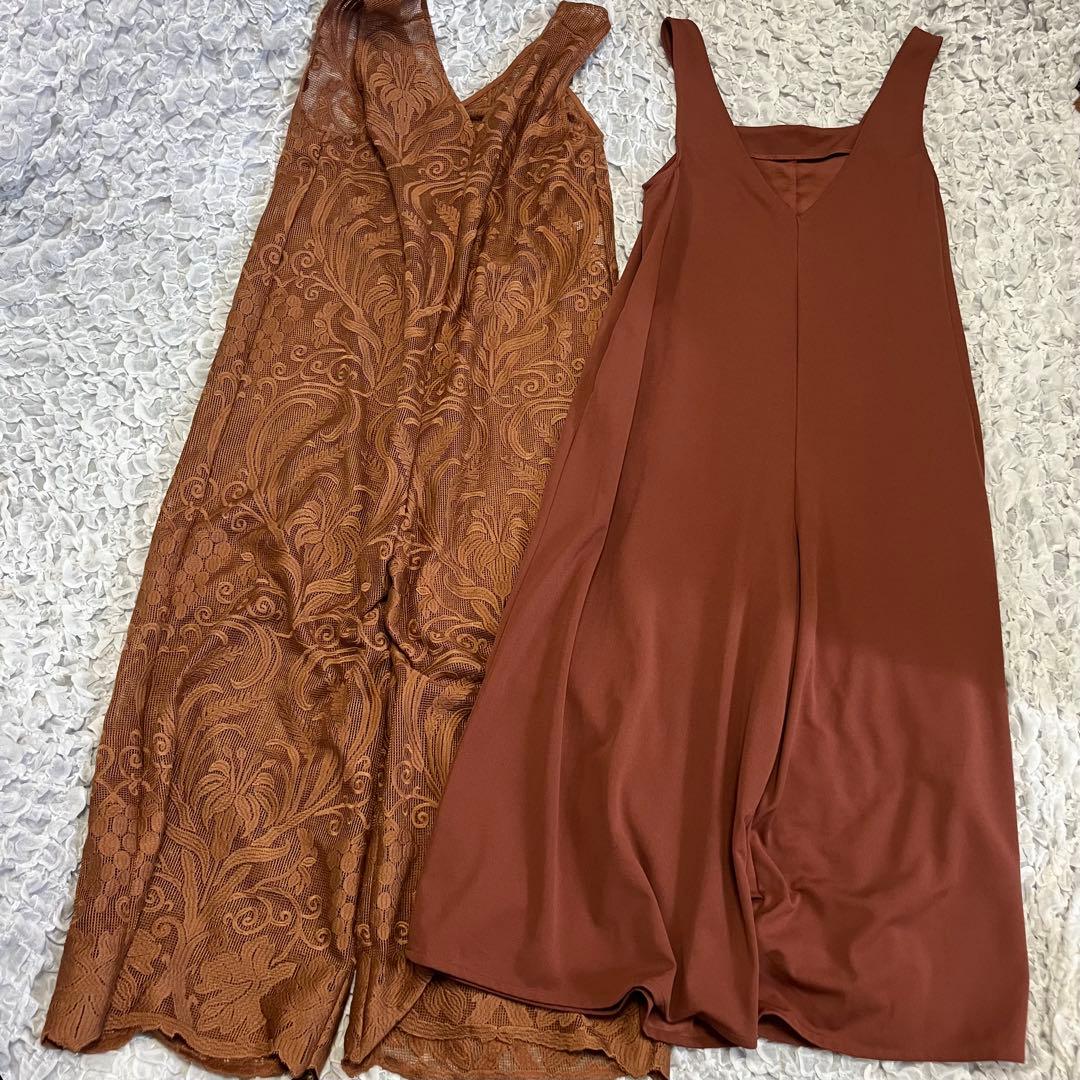 Ameri CHLOE V NECK ROMPERS セットLEPSIM 茶色