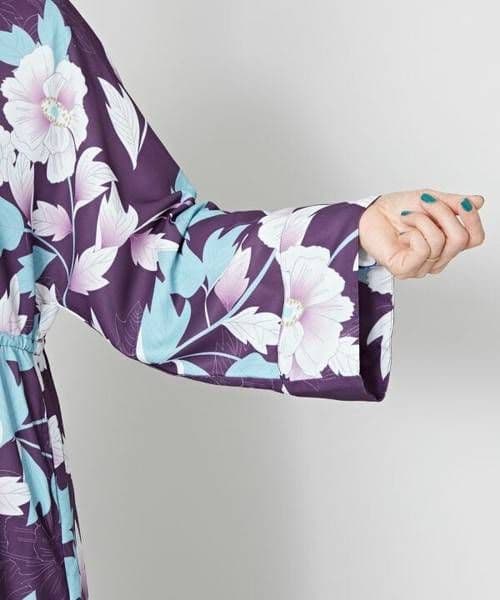 新品【カヤ】金鳳花　(きんぽうげ)　羽織付きワンピース　紫　着物