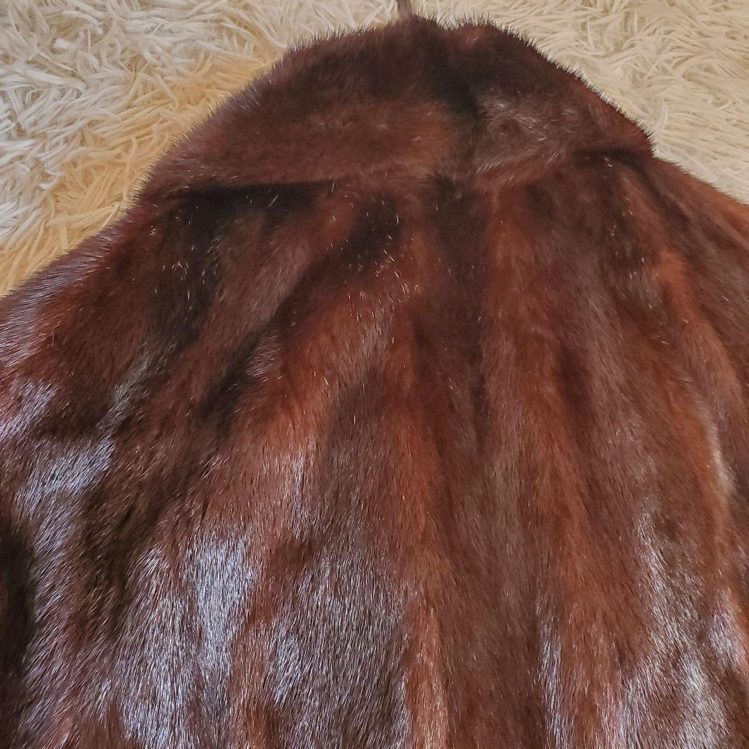 美品 MITSUKOSHI デミパフミンク毛皮 ファーコート 15号 ミドル