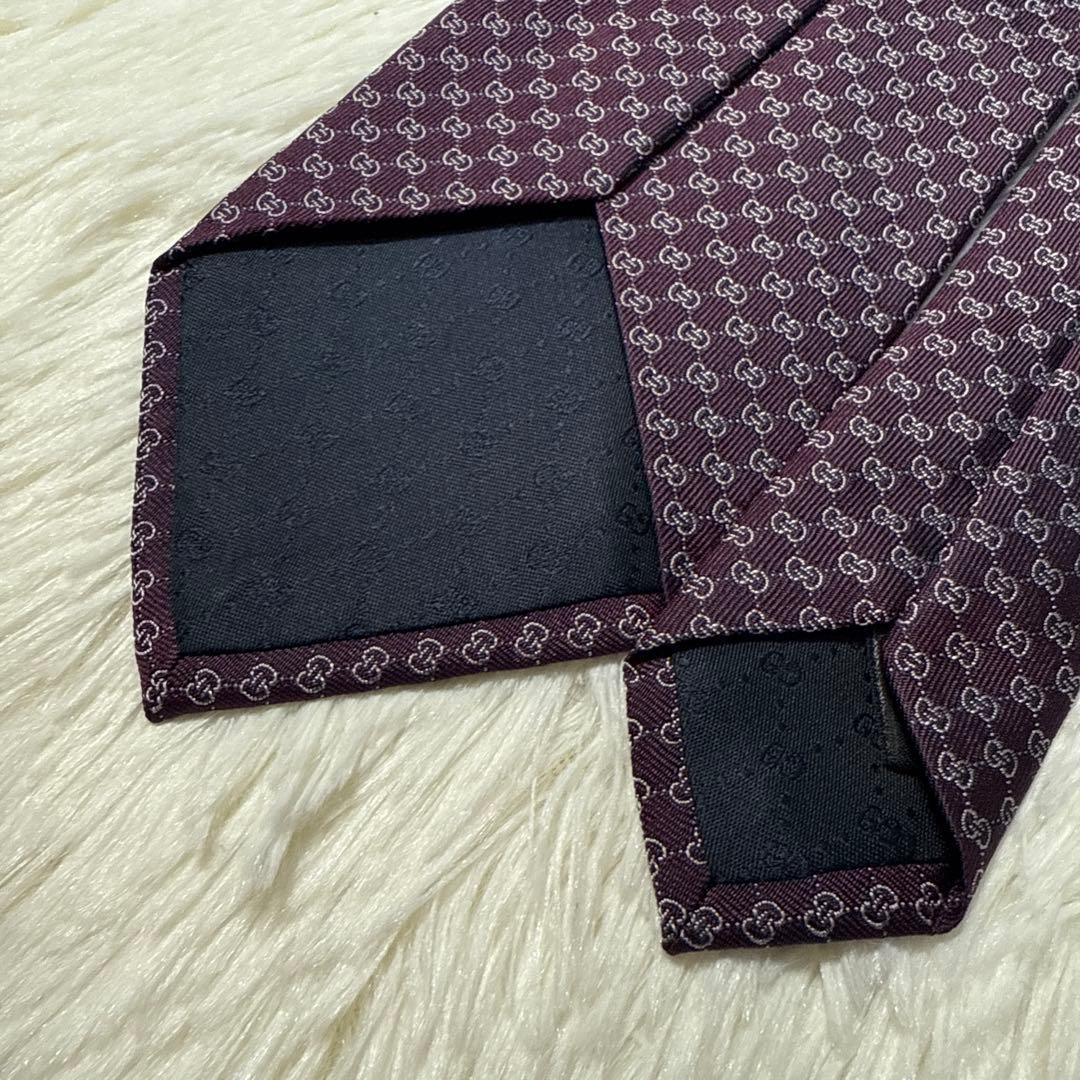 【未使用級】GUCCI ネクタイ　高級シルク　GG柄　ジャガード