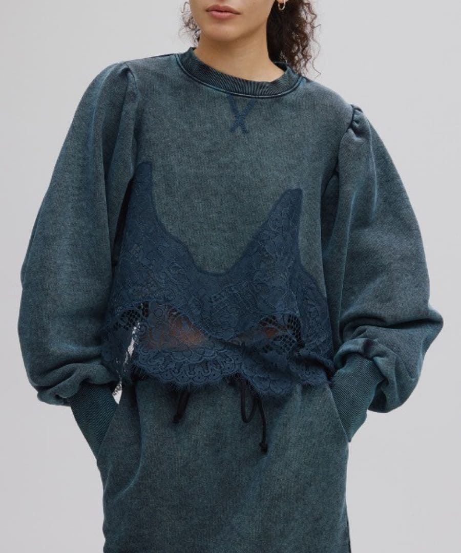 トップス CHEMICAL OVERDYE LACE SWEAT TOP