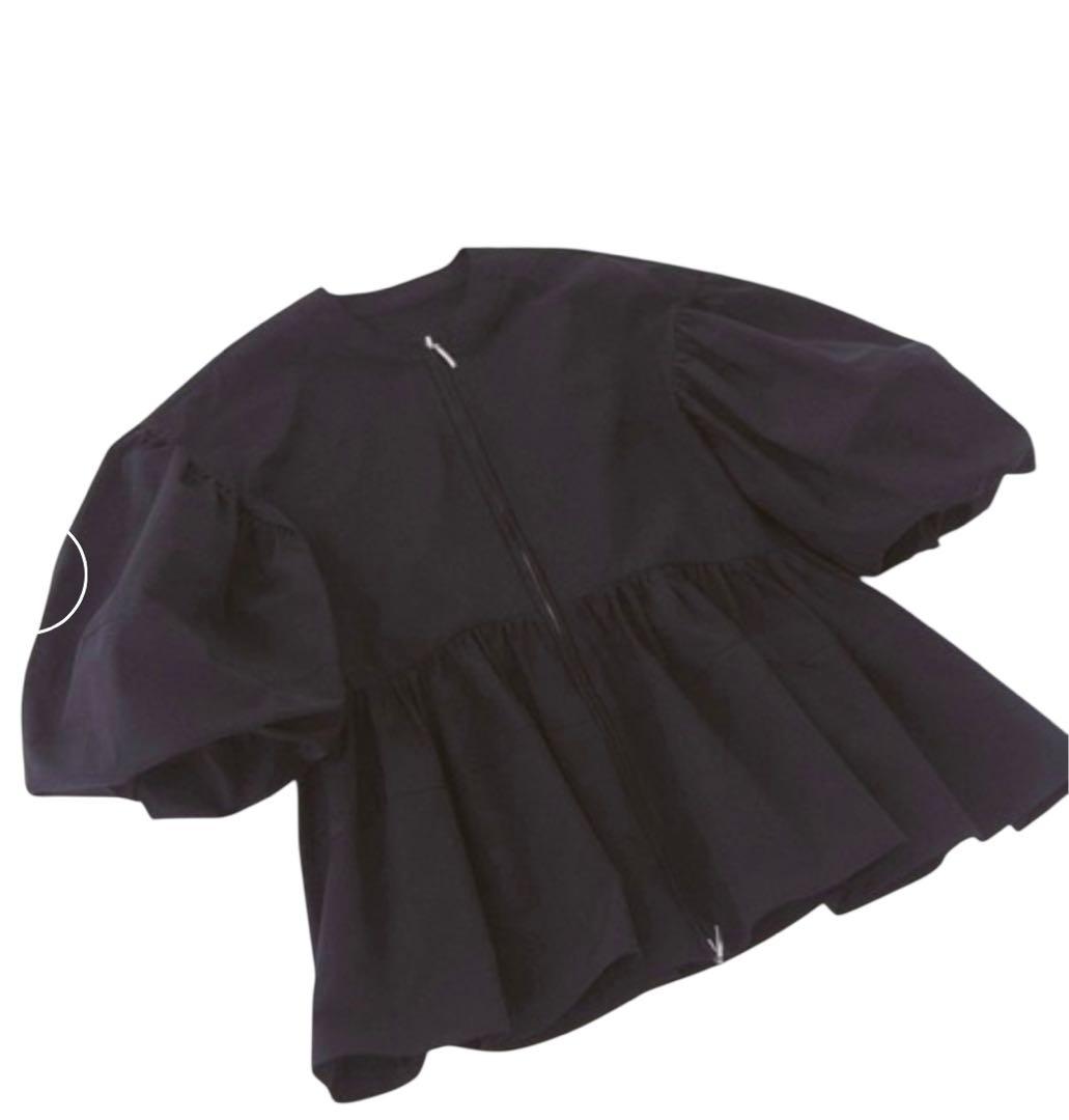 アダムエロペADAM ET ROPE ペプラムジップブラウス　黒　フリー