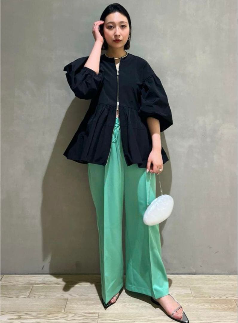 アダムエロペADAM ET ROPE ペプラムジップブラウス　黒　フリー