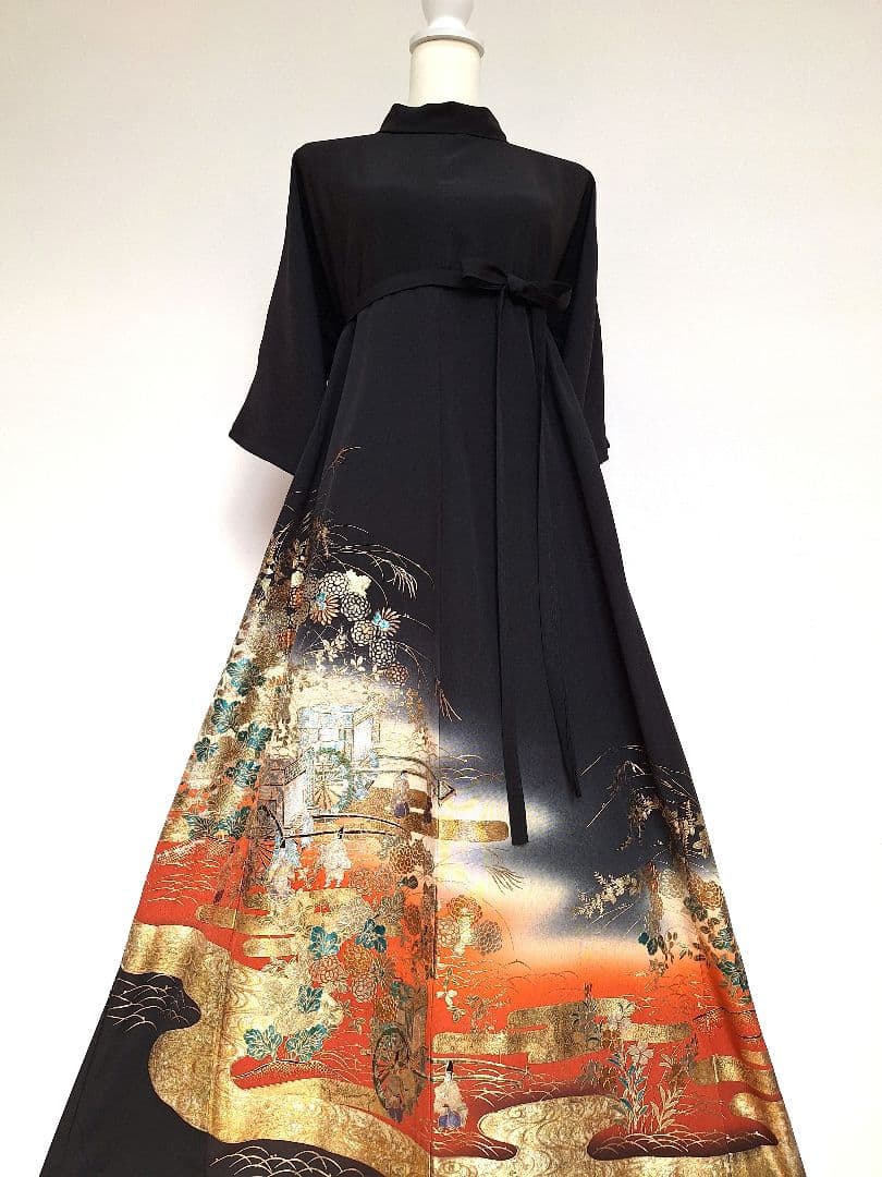 着物リメイクワンピース3605