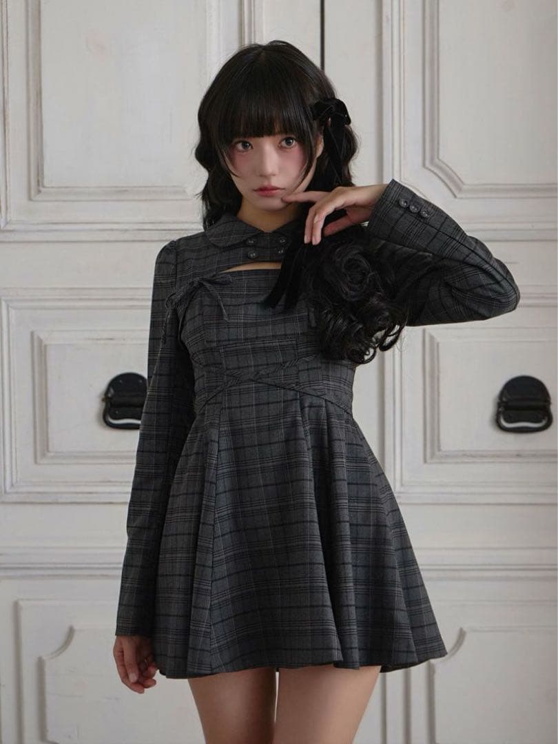 BUBBLES バブルス ダブルリボンフレアワンピース Sサイズ