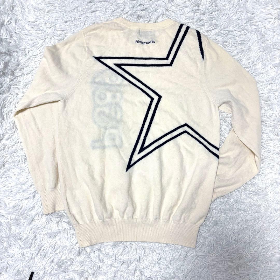 パーリーゲイツ ニットセーター カシミヤ混 ホワイト 星 ビックロゴ