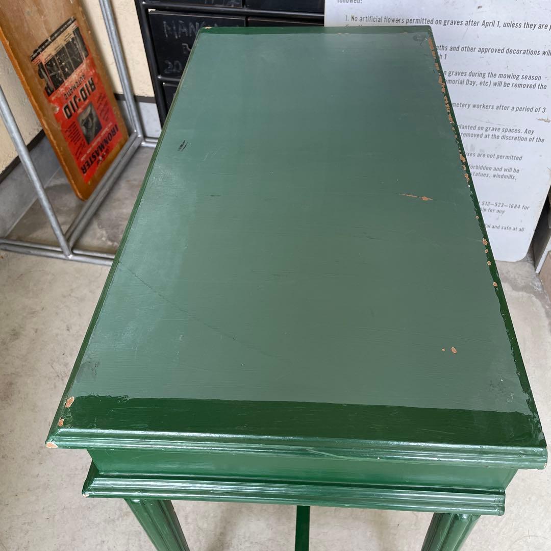 【訳あり】ヴィンテージ デスク 机 レトロ 蚤の市 アンティーク 店舗什器 緑