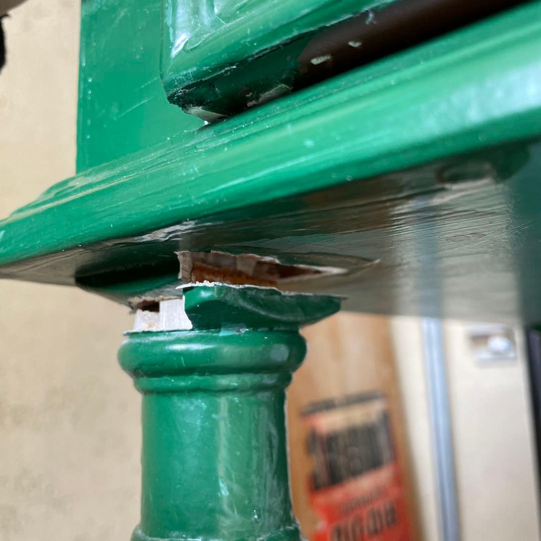 【訳あり】ヴィンテージ デスク 机 レトロ 蚤の市 アンティーク 店舗什器 緑