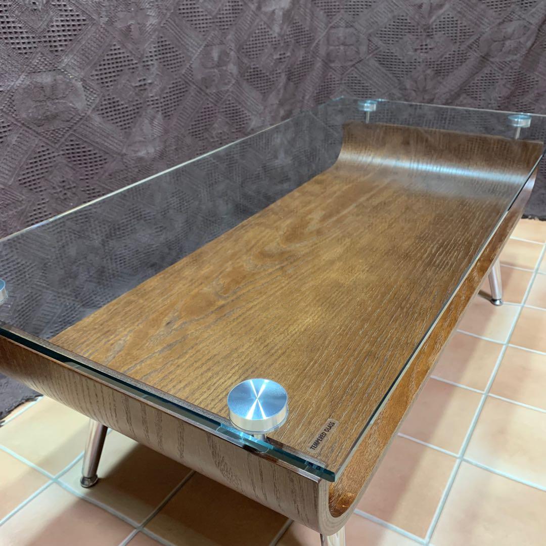 【美品】スペースエイジ ミッドセンチュリー 曲げ木 プライウッド ガラステーブル