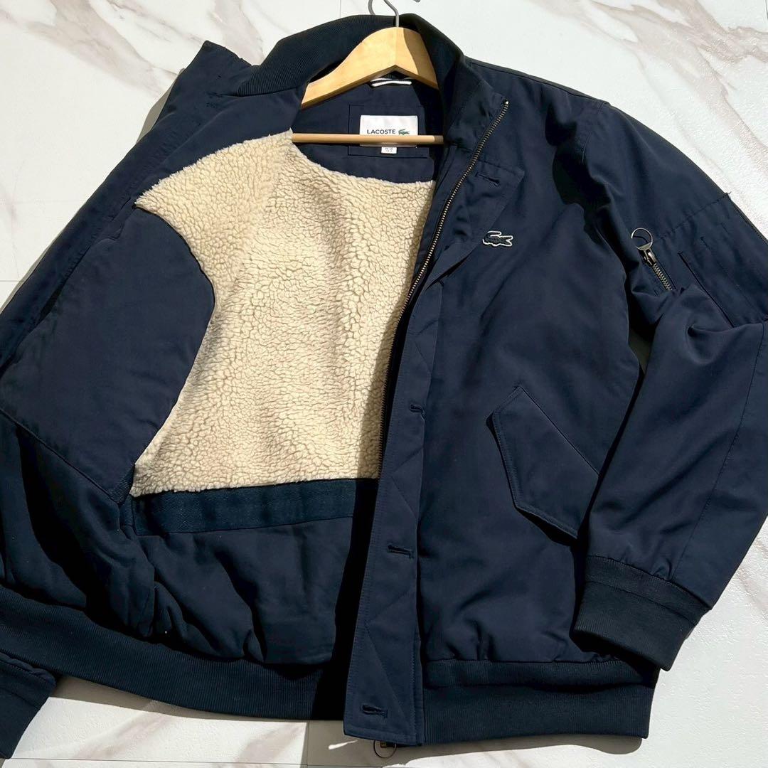【美品✨】ラコステ ボア MA-1 ボンバージャケット ネイビー 48