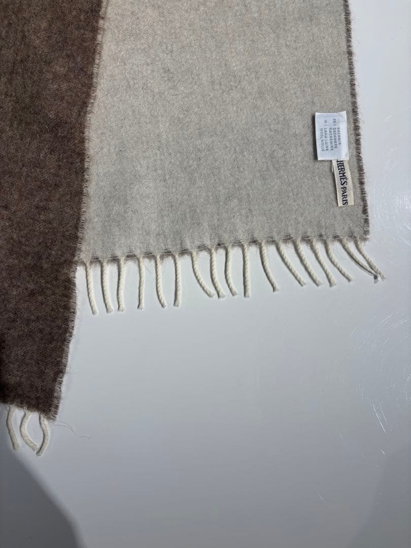 ［美品］HERMES エルメス　カシミヤ大判マフラー　ストール